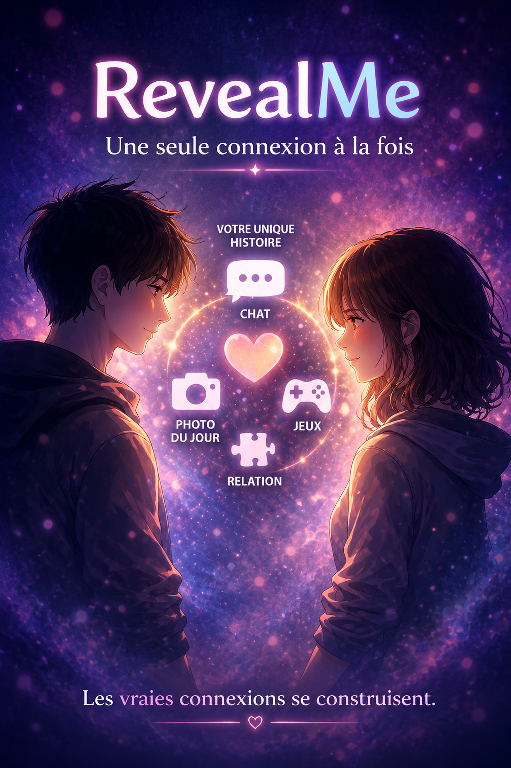 Capture d’écran de l’application RevealMe dans un mockup téléphone